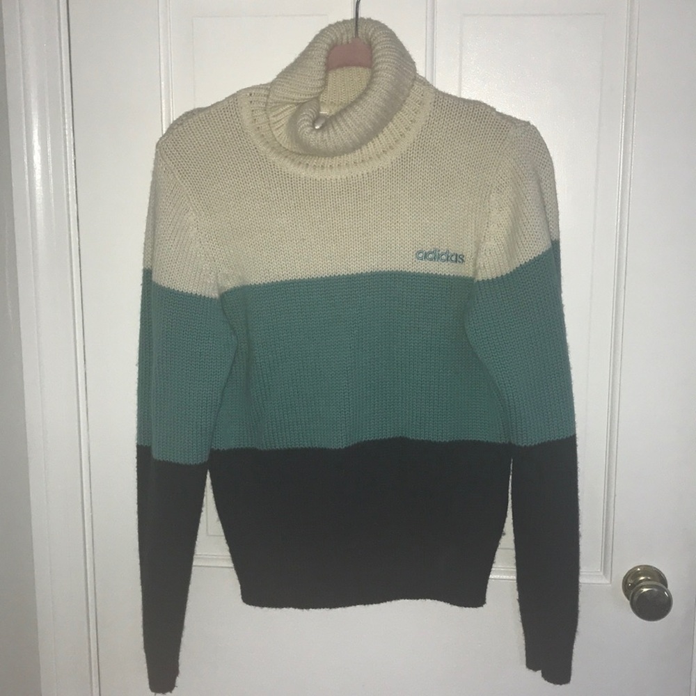 Vintage Adidas Turtleneck Color Block Sweater